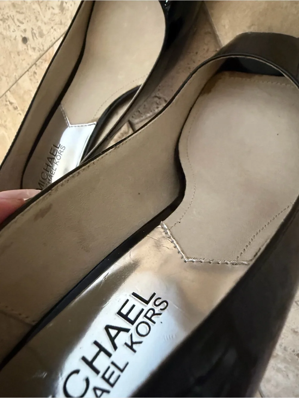 Michael Kors Black Patent Leather Peep-Toe Heels Size 7
